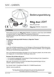 beleuchtung montieren - SUN GARDEN GmbH