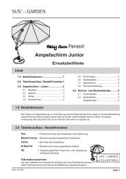 Ersatzteilliste Ampelschirm Junior - SUN GARDEN GmbH