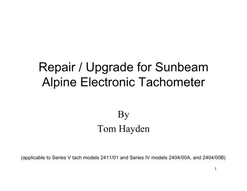 Repair / Upgrade for Sunbeam Alpine Electronic Tachometer