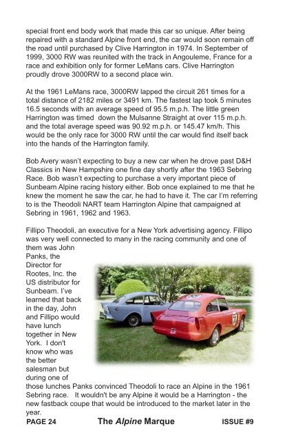 Issue 2 SUMMER 2002 The Magazine of the - The Sunbeam Alpine ...