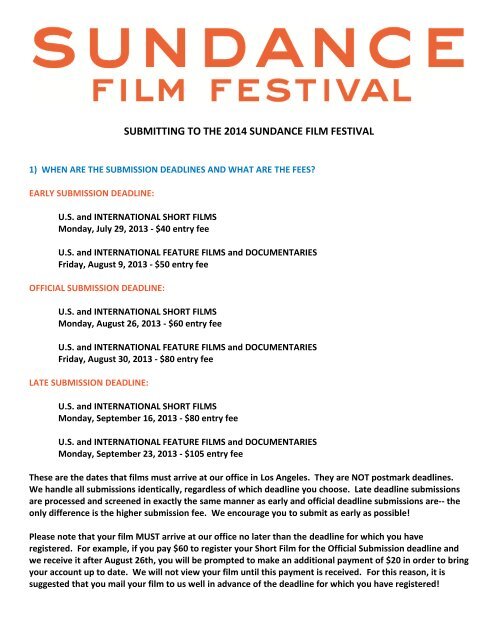 FAQ Document - Sundance Institute