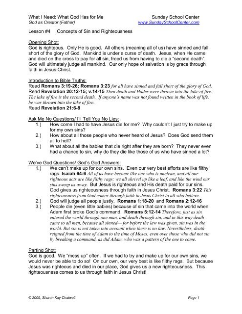 Lesson #4 - Sunday School Center