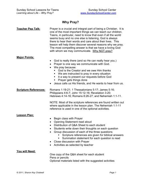 Why Pray - Sunday School Center