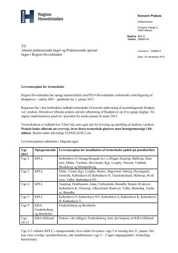 Leveranceplan for termoskab (pdf) - Sundhed.dk