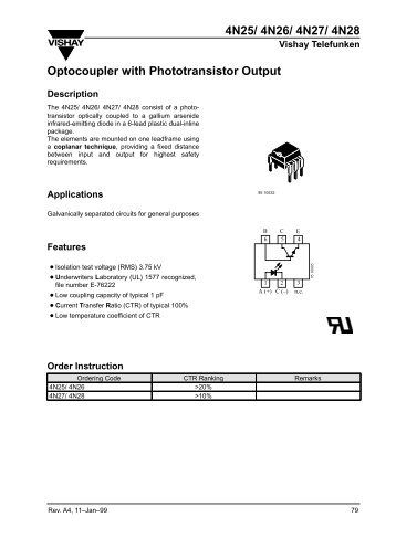 4N25/ 4N26/ 4N27/ 4N28 Optocoupler with ... - SUNIST