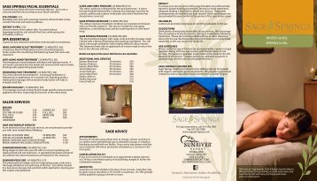 SAGE SPRINGS FACIAL ESSENTIALS SPA ... - Sunriver Resort