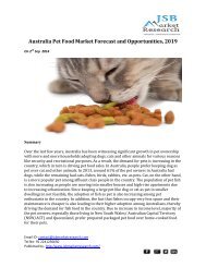 JSB Market Research: Australia Pet Food Market Forecast and Opportunities, 2019