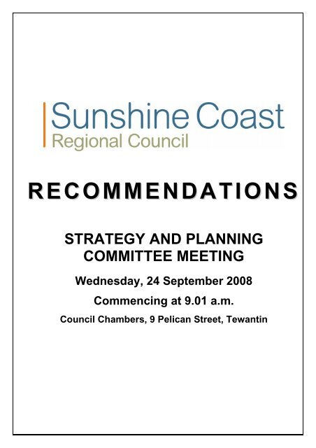 RECOMMENDATIONS - Sunshine Coast Council