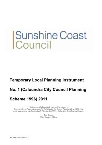 Temporary Local Planning Instrument No. 1 - Sunshine Coast Council