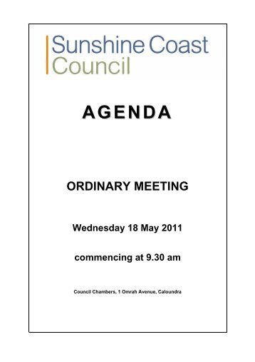 AGENDA - Sunshine Coast Council - Queensland Government