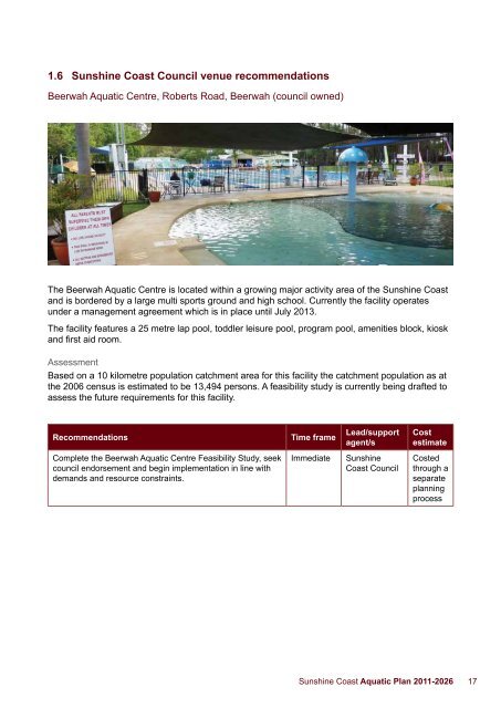 Sunshine Coast Aquatic Plan 2011-2026 - Sunshine Coast Council