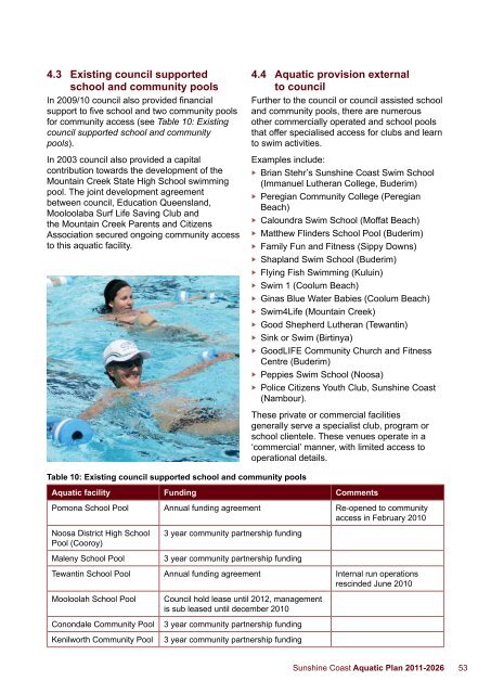 Sunshine Coast Aquatic Plan 2011-2026 - Sunshine Coast Council
