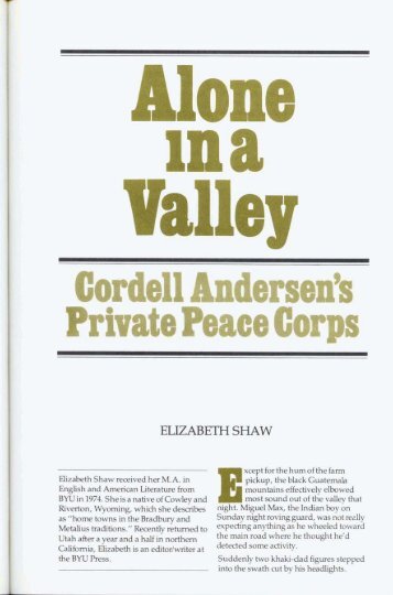 Valley Cordell Andersen's Private Peace Corps - Sunstone Magazine