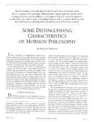 some distinguishing characteristics of mormon philosophy