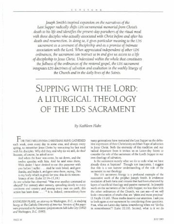 supping with the lord: a liturgical theology of the lds sacrament