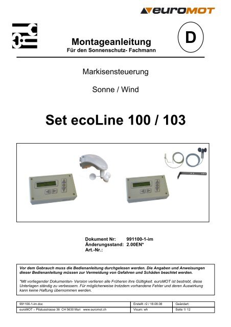 Set ecoLine 100 / 103