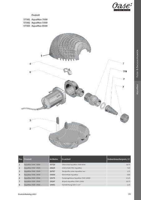 OASE Ersatzteilkatalog 2013