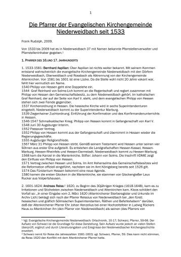 Die Pfarrer der Evangelischen Kirchengemeinde ...  - by f-rudolph.info