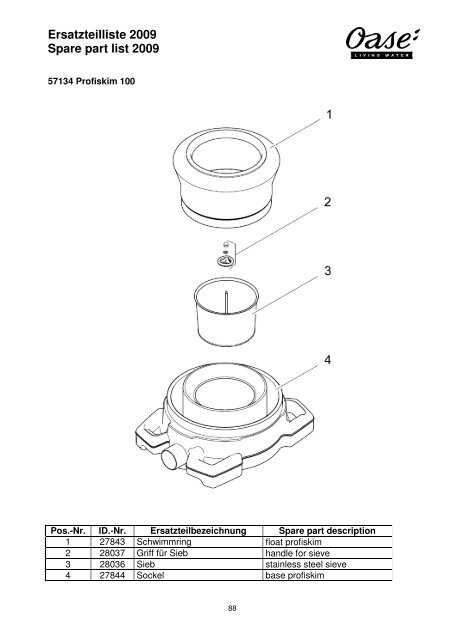 Ersatzteilliste 2009 Spare part list 2009