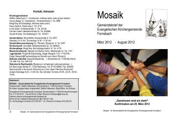 Mosaik der Gemeindebrief März 2012 - Evangelische ...