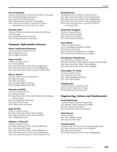 Undergraduate Catalog 2011-2013 - SUNY Institute of Technology