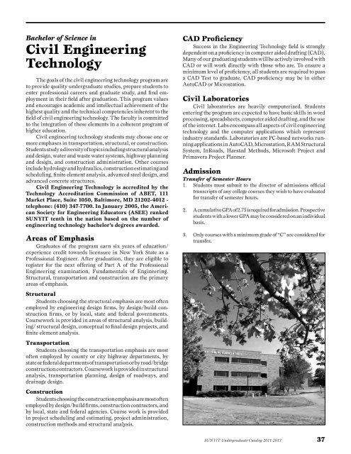 Undergraduate Catalog 2011-2013 - SUNY Institute of Technology