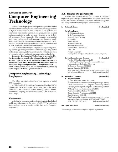 Undergraduate Catalog 2011-2013 - SUNY Institute of Technology