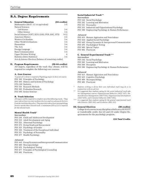 Undergraduate Catalog 2011-2013 - SUNY Institute of Technology