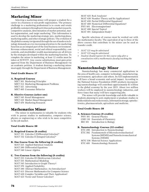 Undergraduate Catalog 2011-2013 - SUNY Institute of Technology