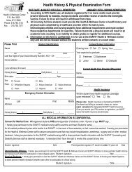 Health History & Physical Examination Form - SUNYIT