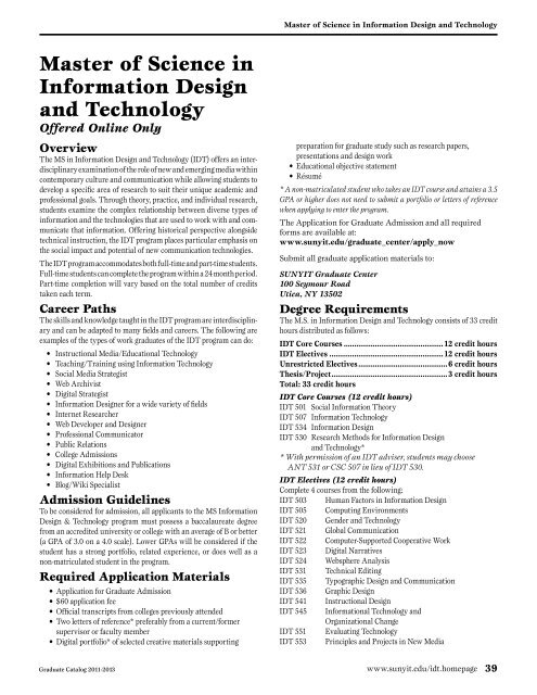 Master of Science in Information Design and Technology