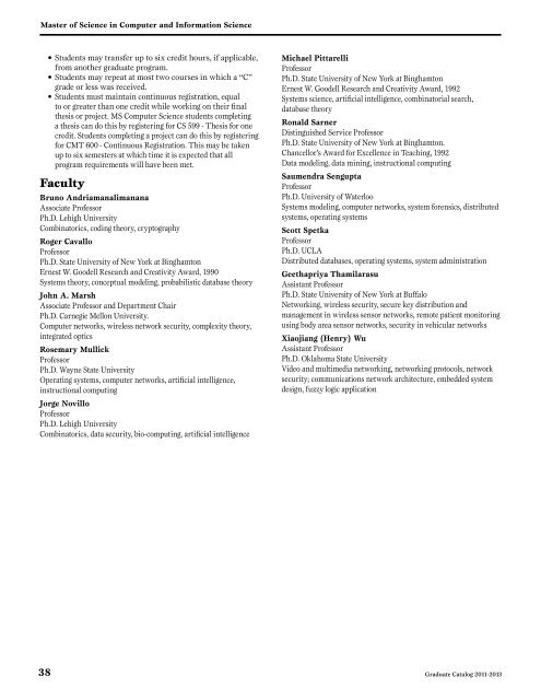 Graduate Catalog 2011-2013 - SUNY Institute of Technology