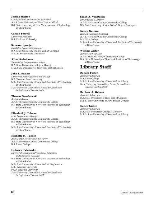 Graduate Catalog 2011-2013 - SUNY Institute of Technology