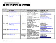 Occupational Therapy Regulatory Body Contact List by State