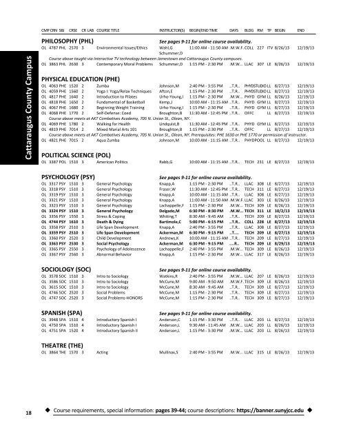 Fall 2013 Master Schedule - Jamestown Community College