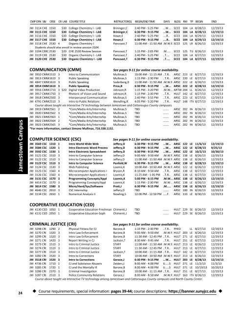 Fall 2013 Master Schedule - Jamestown Community College