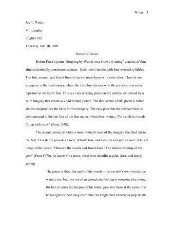 Sample Poetry Paper (English 102)