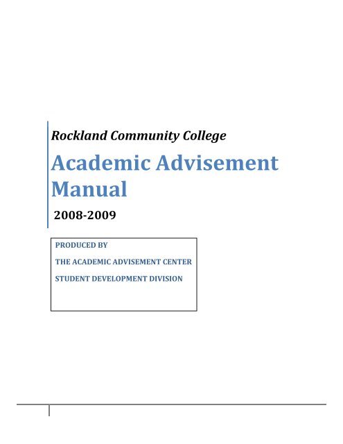 Academic Advisement Manual Suny Rockland Community College