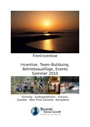 FinnIncentive Incentive, Team-Builduing ... - Suomi Travel