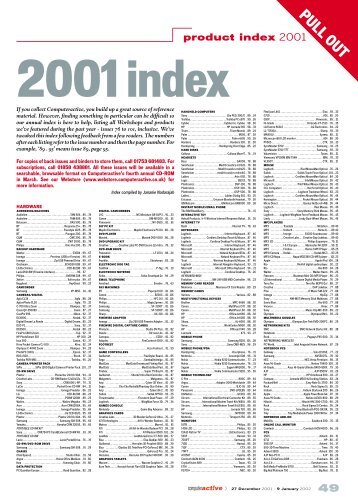 Issue 101 (27 December 2001): 2001 Index - Computeractive