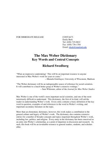 The Max Weber Dictionary - Stanford University Press