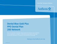 Dental Blue Gold Plus PPO Dental Plan 200 Network - Anthem