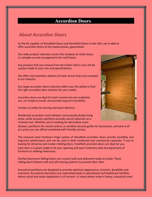 Folding accordion doors