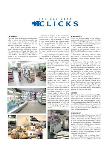 THE MARKET The Clicks brand speaks to those who ... - Superbrands