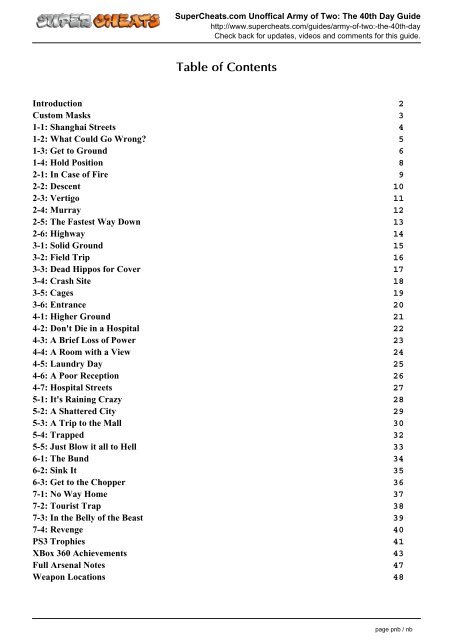 Army of Two: The 40th Day Unofficial guide - SuperCheats.com
