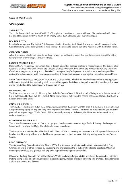 Gears of War 2 Unofficial guide - SuperCheats.com