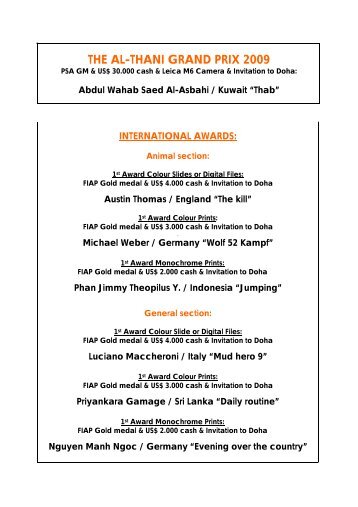 Download THE AL-THANI AWARD WINNER LIST 2009