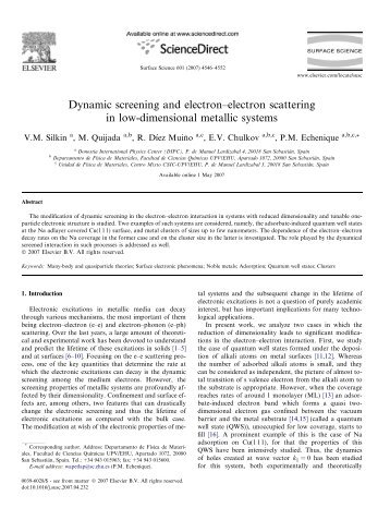 Dynamic screening and electronâelectron scattering - Donostia ...