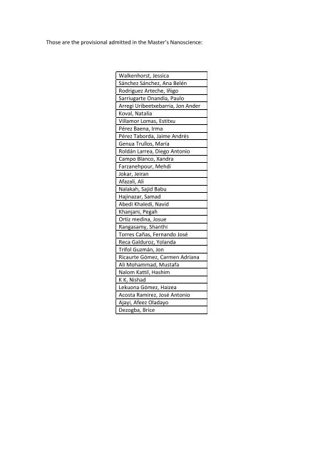 Those are the provisional admitted in the Master's Nanoscience ...