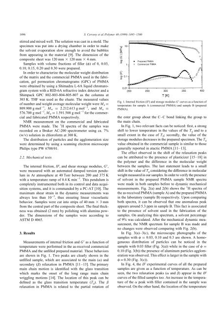 Dynamic properties in aluminum filled PMMA